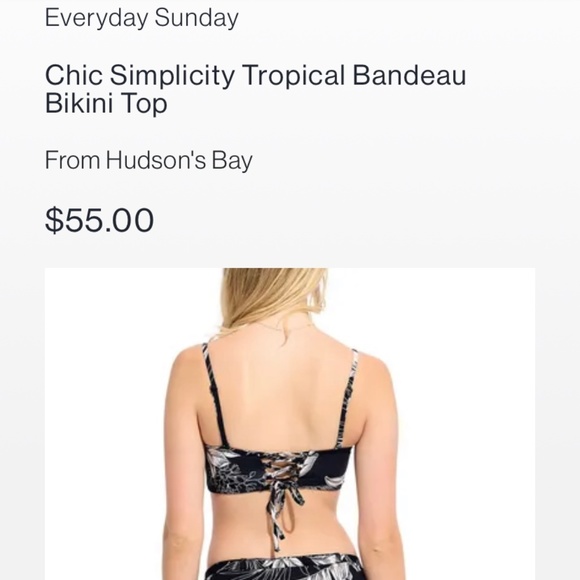 New with tags! Everyday Sunday floral bandeau bikini top with straps - Picture 4 of 6